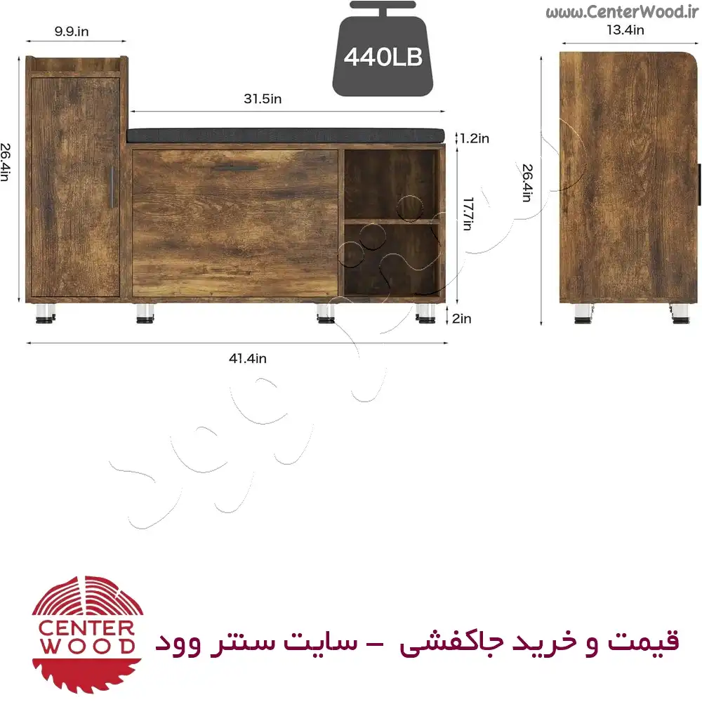 جاکفشی نیمکتی درب کابینتی کد 032
